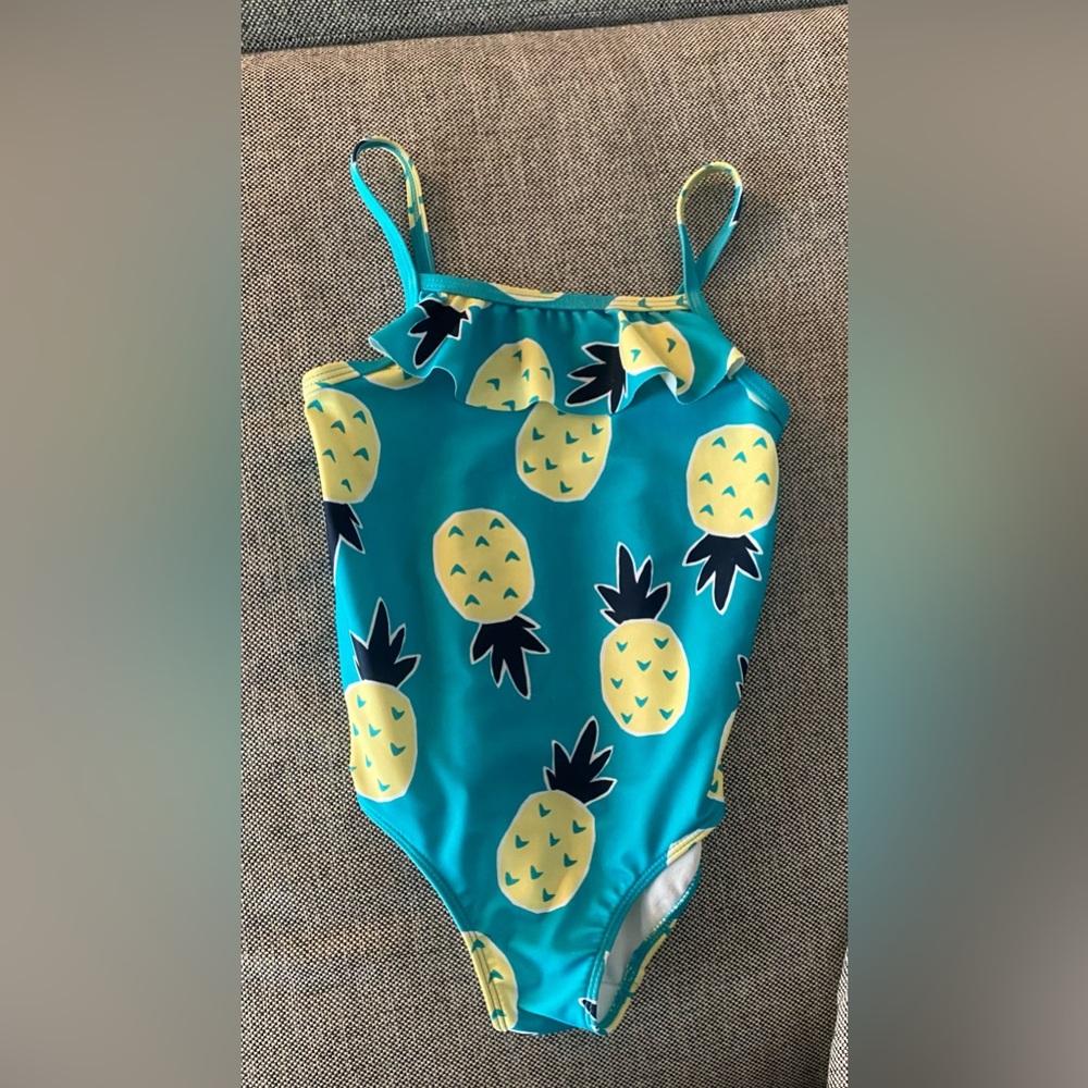 Carter’s toddler / girls 5T one piece teal and yellow pineapple print swim suit